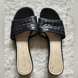 Dark brown Woven Slide Sandals